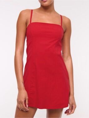 Abercrombie Red Square-Neck Mini Skort Dress Sz L Tall